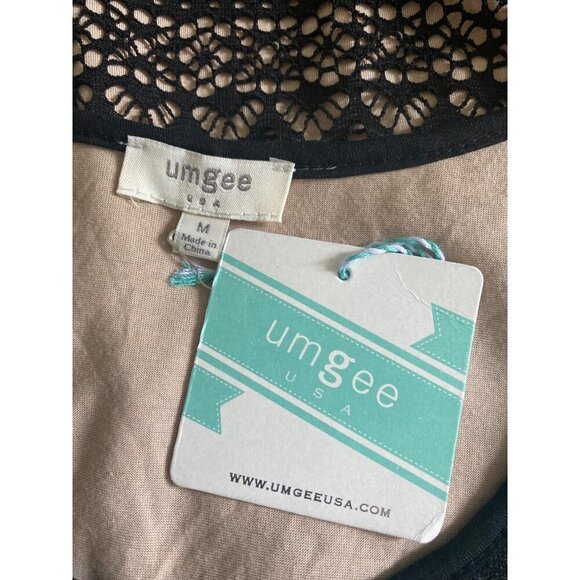 Umgee NWT Black Lace Overlay Mini Dress, Scoop Neck 3/4-Sleeves Women’s Size M - Picture 9 of 10